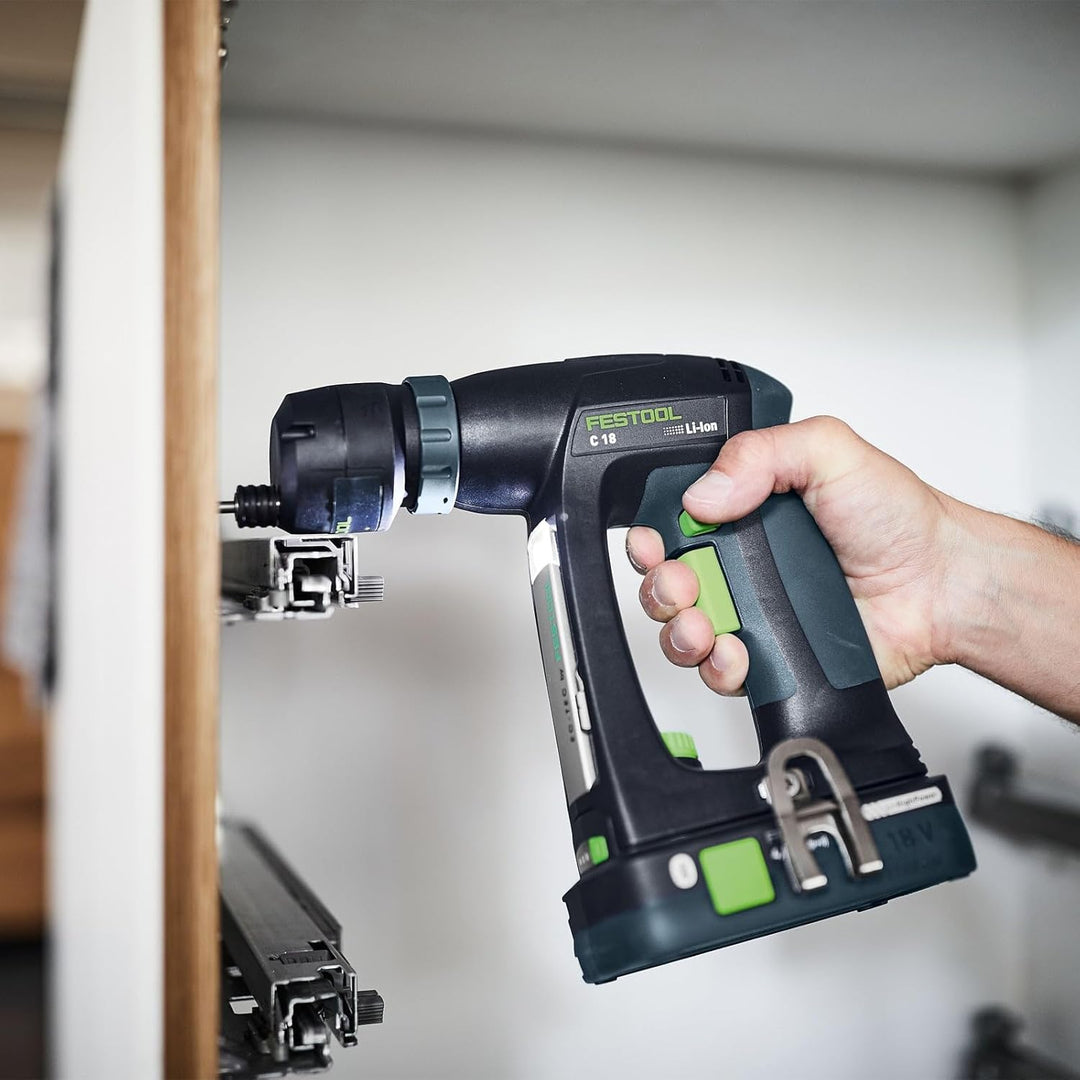Festool Akku-Bohrschrauber C 18 HPC 4,0 I-Set (mit Akkupacks, Schnellladegerät, Werkzeugfutter, Schn
