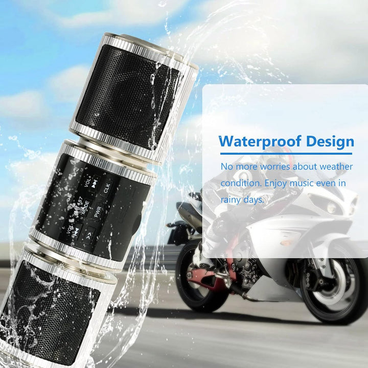 ASHATA Motorrad-Audiosysteme, Motorrad-Bluetooth-Lautsprechersystem, Kabelloses IP54-wasserdichtes D