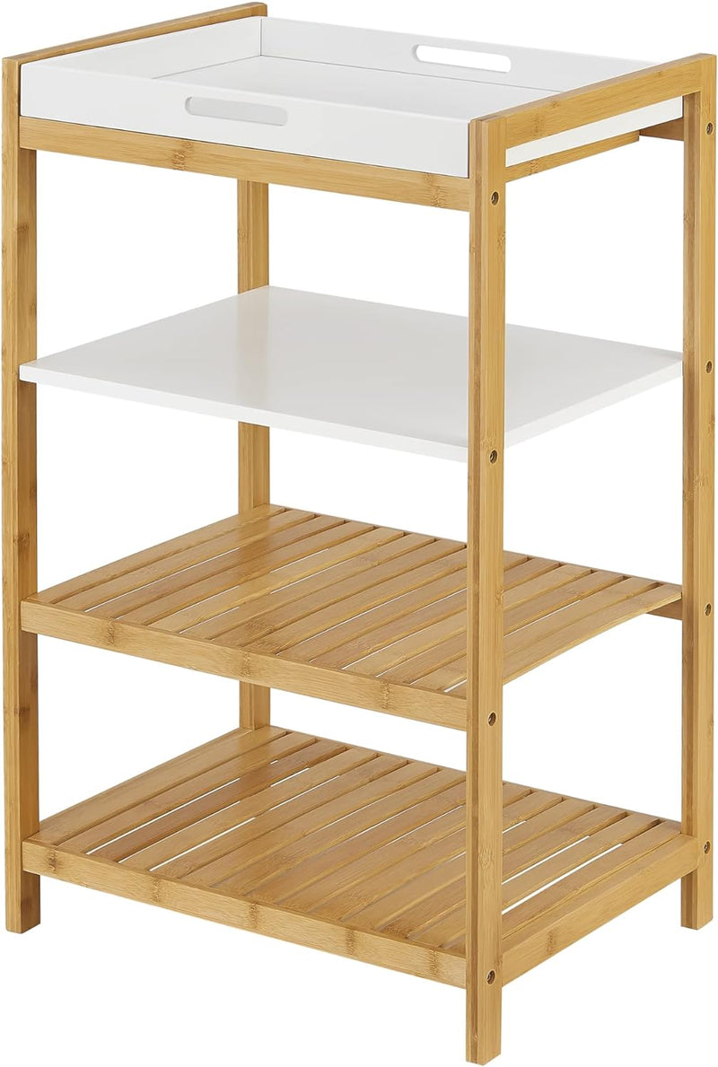 [en.casa] Bambusregal Kiuruvesi mit Tablettablage 70 x 43 x 33 cm Standregal mit 4 Ablagen Regal für