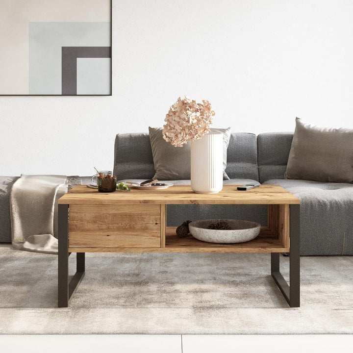 [en.casa] Couchtisch Laukaa Beistelltisch mit 2 Ablagefächern Wohnzimmertisch 44,5 x 100 x 60 cm Sof