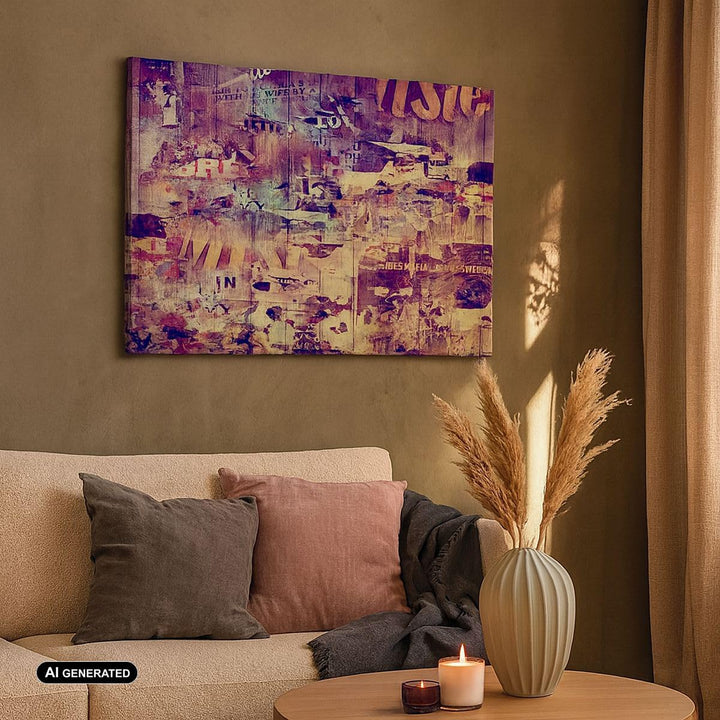 Bilder auf Leinwand 100x70cm Leinwandbild mit Rahmen Graffiti modern Gross Wanddeko Bild Schlafzimme