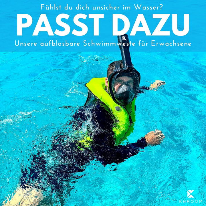Khroom Schnorchelmaske Erwachsene Vollmaske absolut CO2 sicher | Unsere Beste Tauchermaske Seaview P