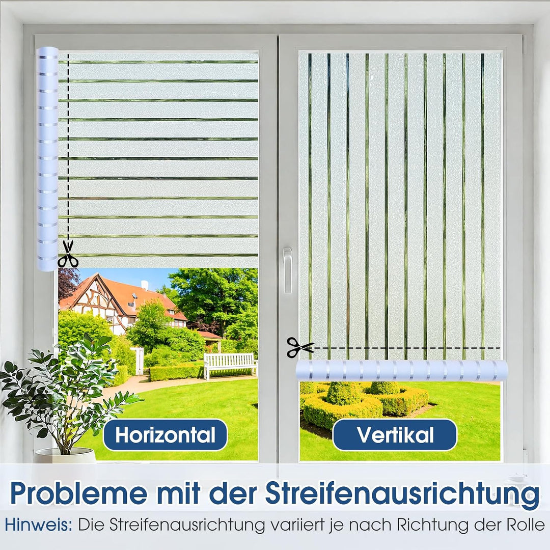 Lifetree Fensterfolie Streifen matt – UV-Schutz & Sichtschutz – selbstklebend statisch ohne Kleber –