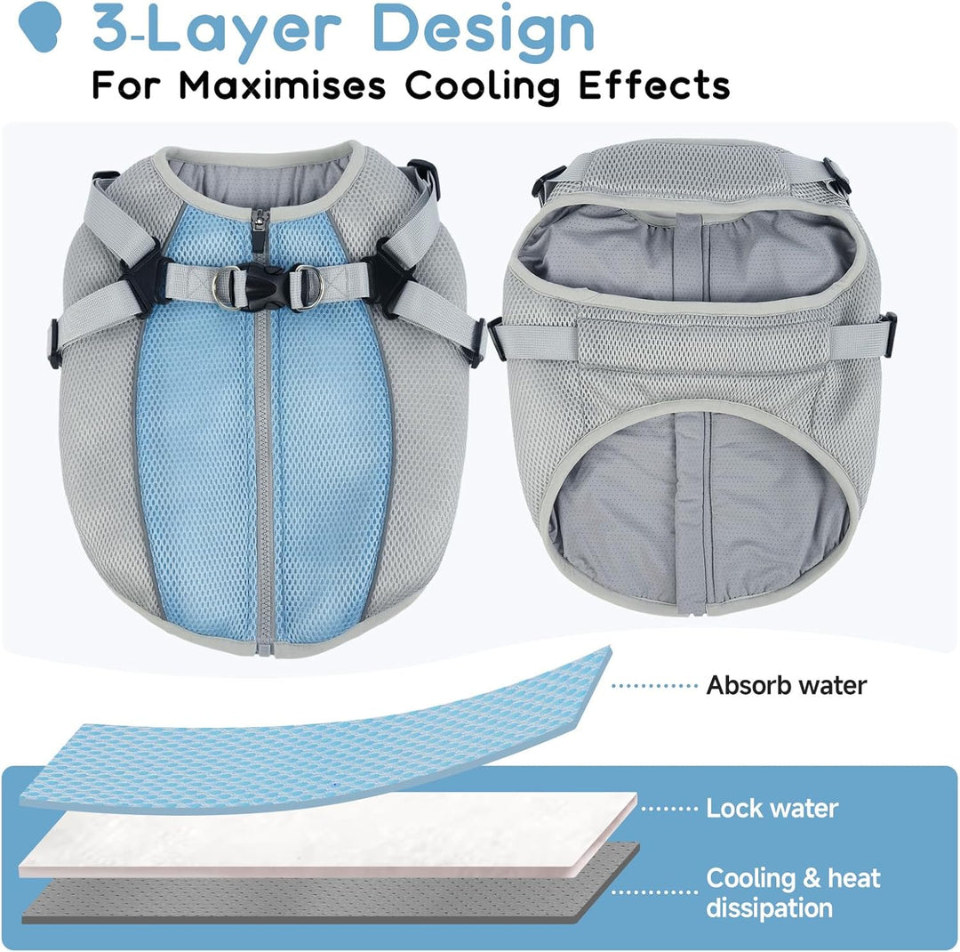 Kühlweste für Hunde mit Geschirr, Kühler Jacke Dogs Cooling Vest für Outdoor Jagd Training Und Campi