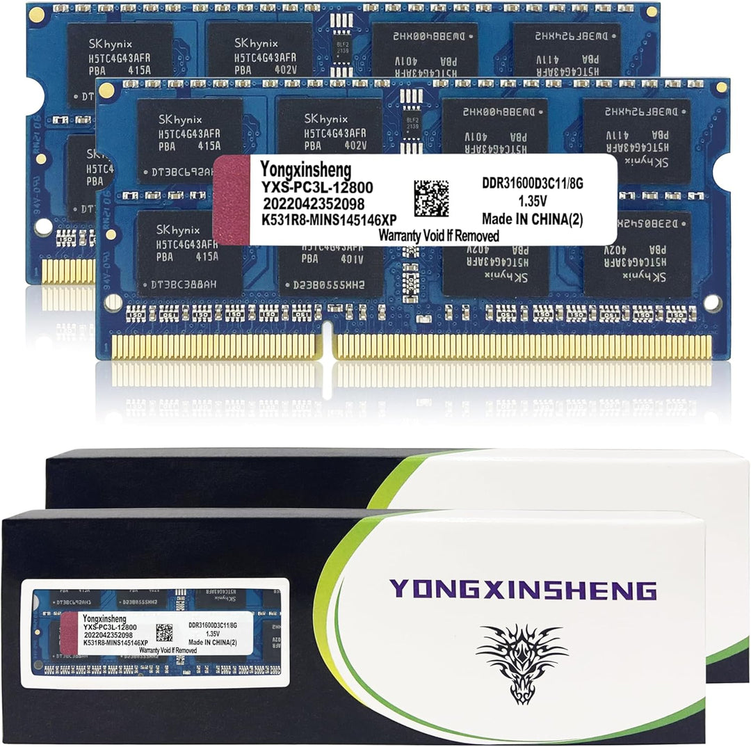 DDR3 / DDR3L 16GB Kit (8GBx2) Laptop RAM 1600MHz PC3-12800 / PC3L-12800 SODIMM Non-ECC Unbuffered 1.