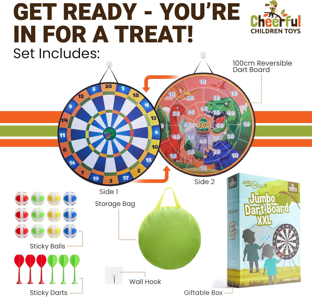 Cheerful Children Toys Jumbo Kids Dartscheibe XL oder XXL, grosse Klett-Dartscheibe mit wendbaren De