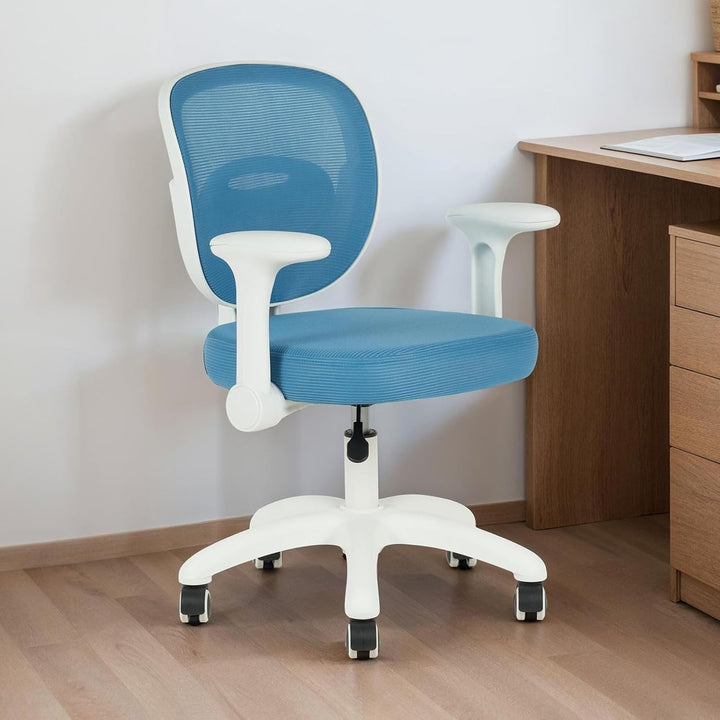 IDIMEX Kinderdrehstuhl Amelia höhenverstellbar mit Armlehnen in blau - Ergonomischer Kinder-Schreibt