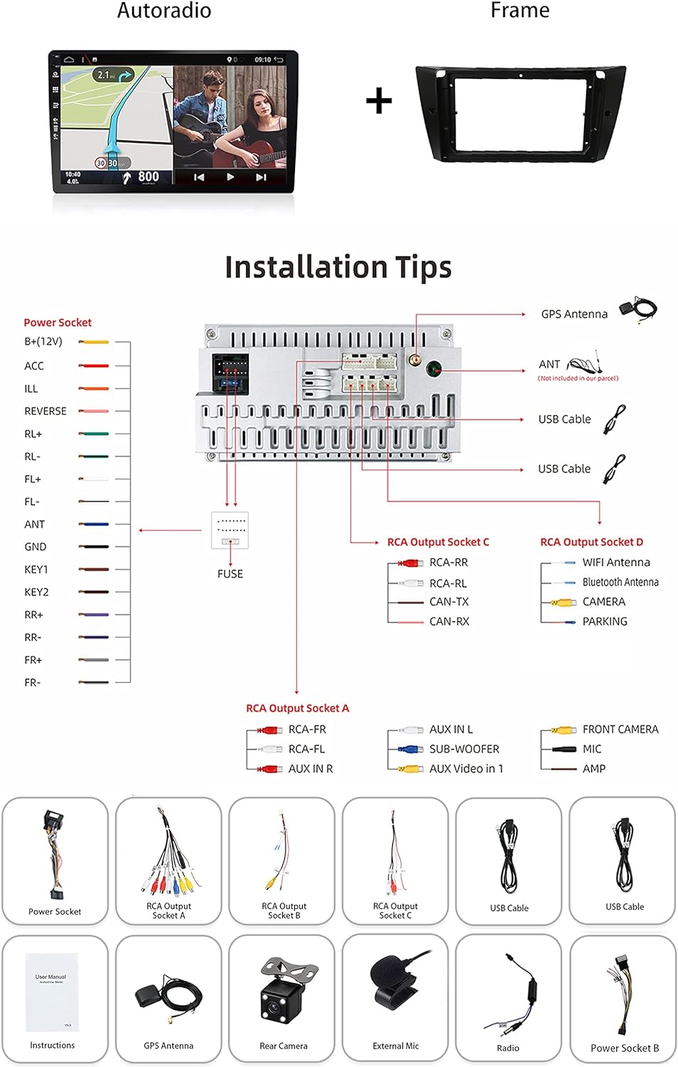 YUNTX [6GB+128GB] Android 12 Autoradio für BMW E90/E91/E92/E93 (2005-2012)-2 Din-[Integriertes CarPl