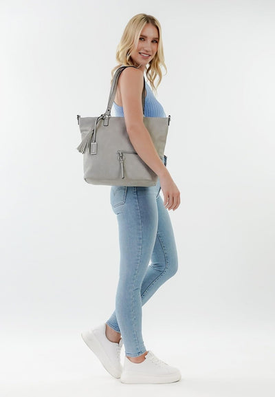 Tamaris Shopper TAS Nele 32803 Damen Handtaschen Uni Einheitsgrösse Lightgrey 810, Einheitsgrösse Li