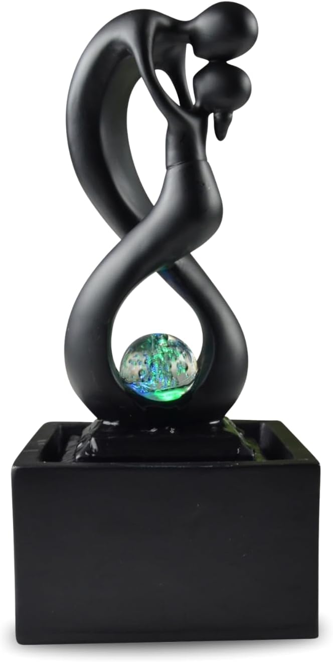 Zen'Light - Moderner Zimmerbrunnen Amor Schwarz mit Farbigem LED-Licht - Abnehmbare Skulptur - Zeitg