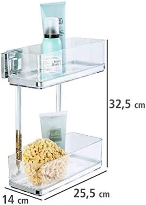 WENKO Vacuum-Loc® Badezimmer Wandregal Quadro Duo, ohne Bohren, mit 2 Etagen, rostfreie Edelstahl Ha