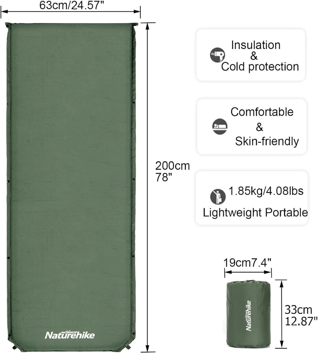Naturehike Selbstaufblasende Schlafmatten-5cm Dicke Strapazierfähige Campingmatratze, Verbindbar mit