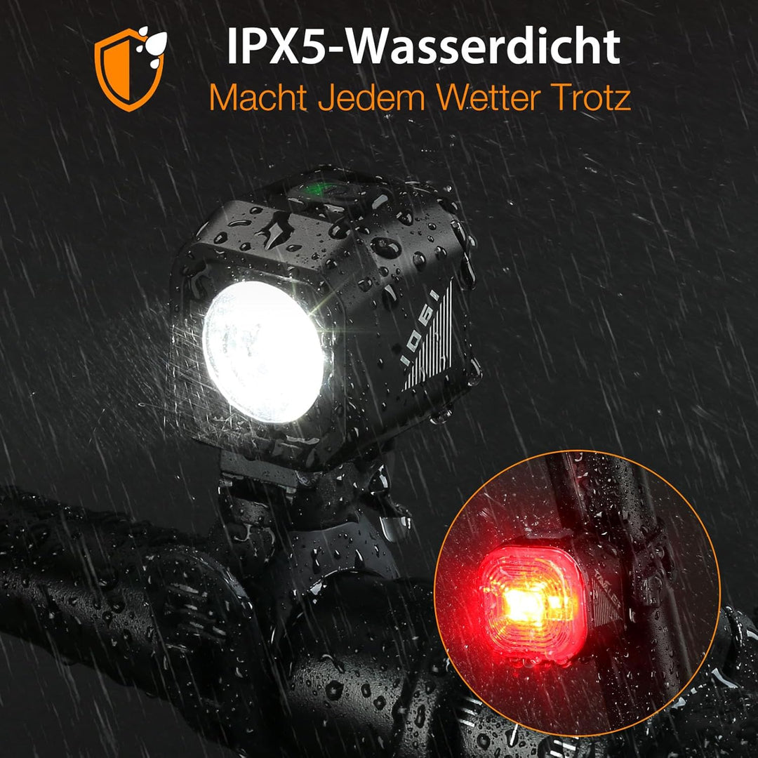 Tavaler Fahrradlicht Set USB Aufladbar | StVZO Zugelassen Fahrradbeleuchtung Set | IPX5 Wasserdicht