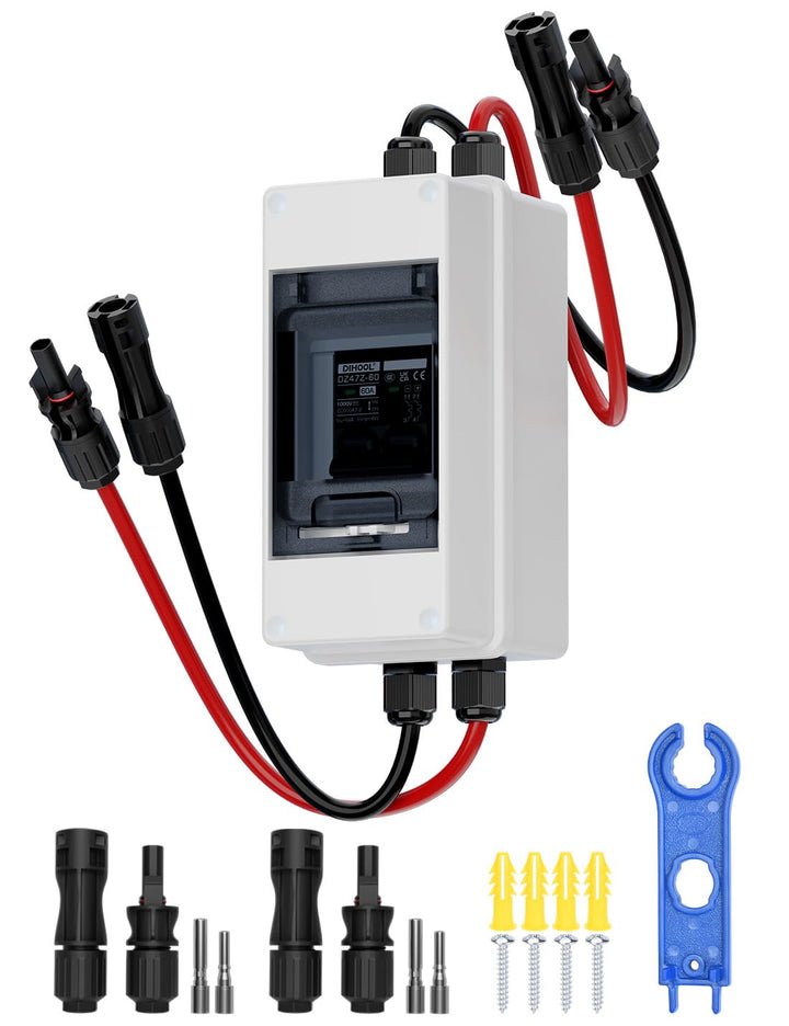 DIHOOL DC trennschalter PV anlage, Miniatur Leistungsschalter, DC1000V Sicherungsautomat 1 String 2
