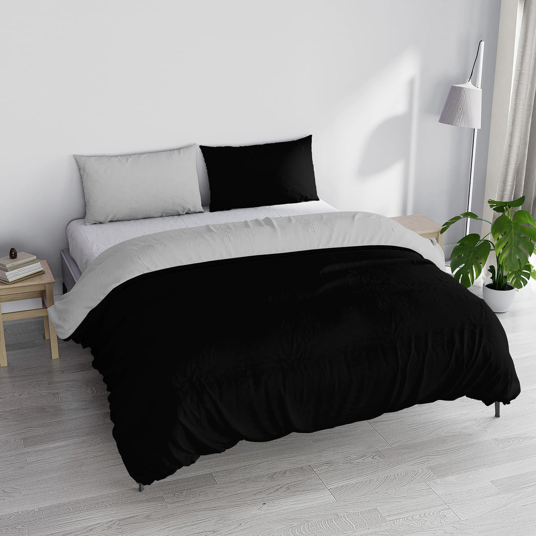 Italian Bed Linen Bettwäscheset für Doppelbetten, 250 x 200 cm 250 x 200 cm schwarz/grau Schwarz / G