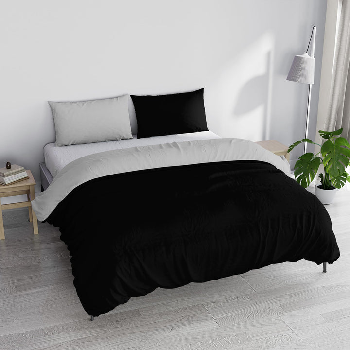 Italian Bed Linen Bettwäscheset für Doppelbetten, 250 x 200 cm 250 x 200 cm schwarz/grau Schwarz / G