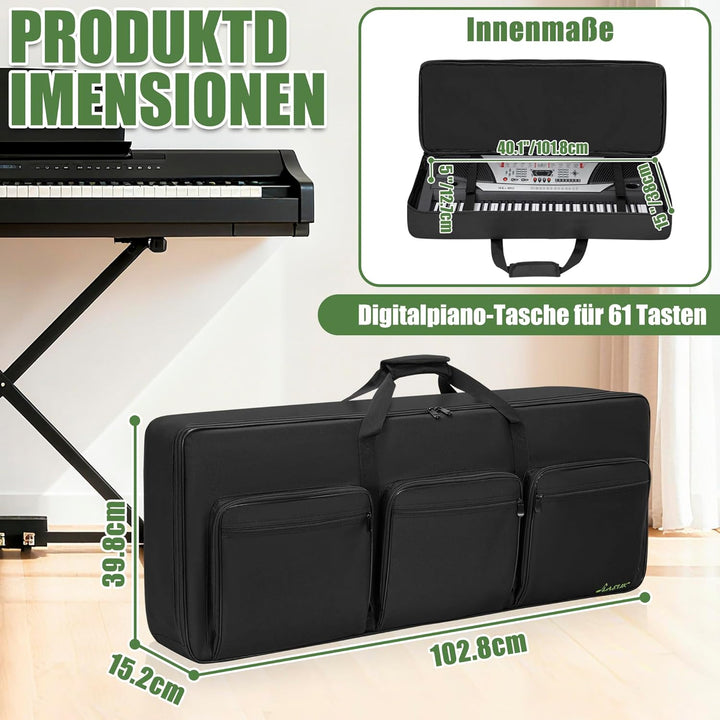 61 Key Keyboard Tasche, Robuste 600D Oxford Keyboardtasche 61 Tasten mit 10 mm Polsterung, Keyboard-