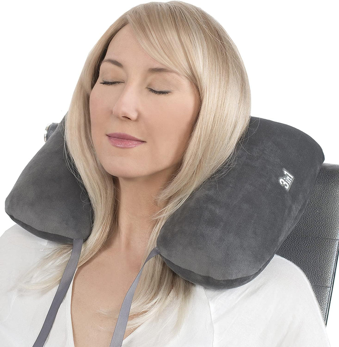 daydream 3 in 1 Nackenkissen mit Mikroperlen - Nackenhörnchen, Reisekissen und Nackenrolle in einem