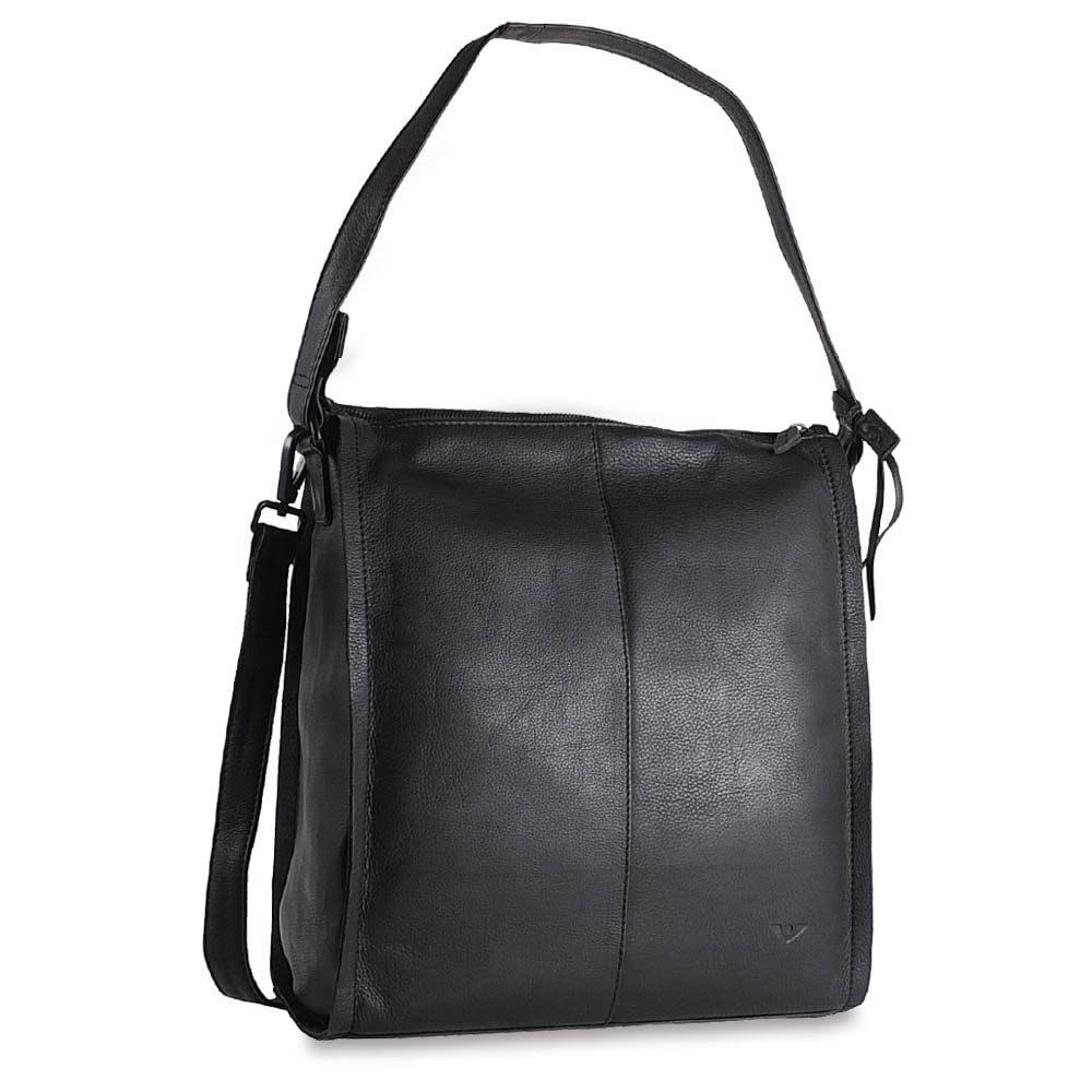 Voi 5Season Francis Schultertasche Leder 32 cm Schwarz, Schwarz