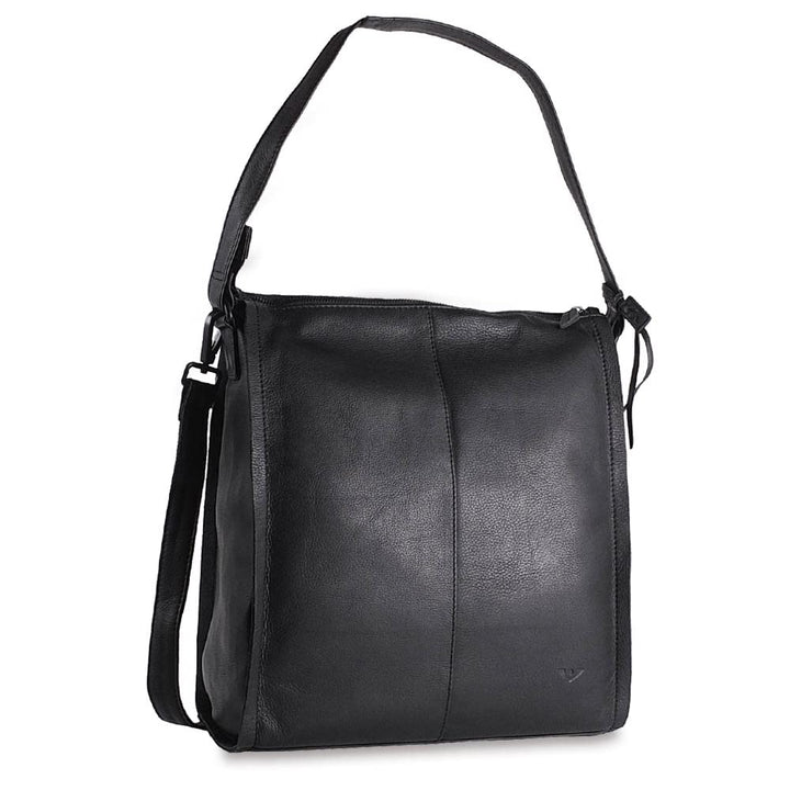 Voi 5Season Francis Schultertasche Leder 32 cm Schwarz, Schwarz