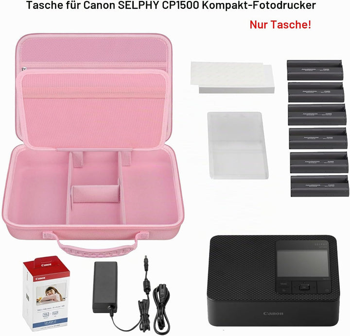 Elonbo Tragetasche für Canon SELPHY CP1500 Kompaktfotodrucker, tragbare Bluetooth Instant Print Kame