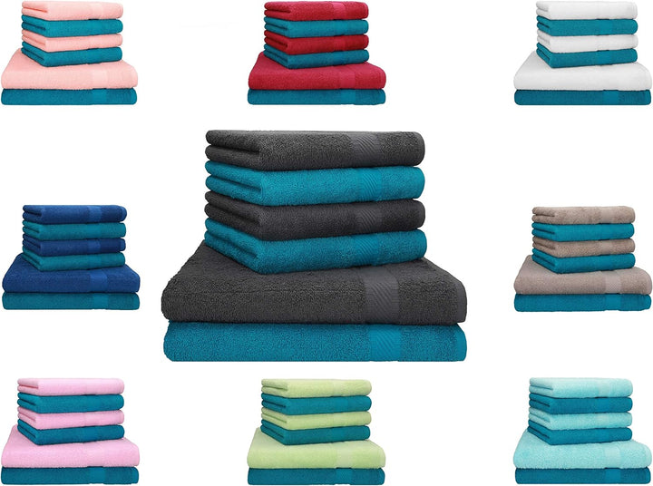 Betz Palermo Handtuch-Set – 6er Handtücher-Set - 2X Liegetücher - 4X Handtücher - 50x100 cm - Petrol