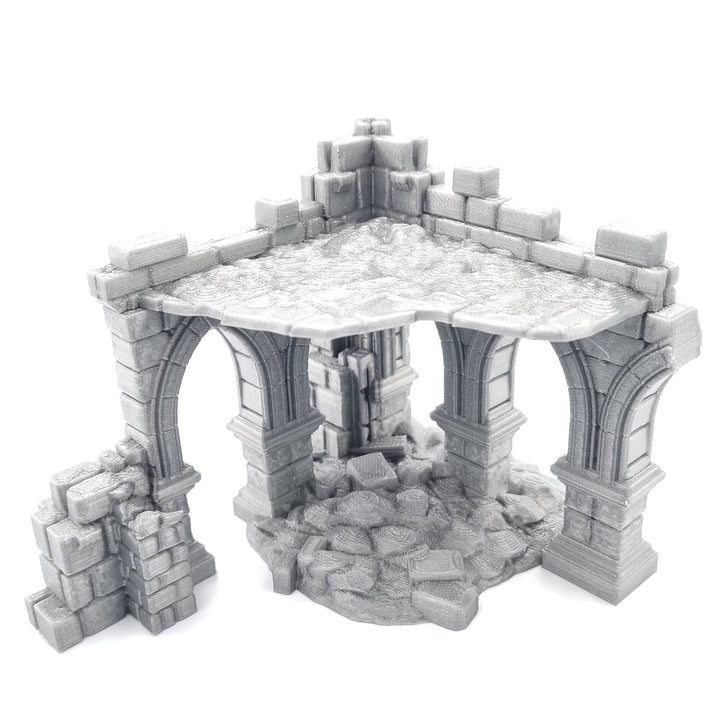 QP3D - Battle Ruined Building Wall, Terrain Scenery for Tabletop & RPG 28-32mm Miniatures Wargame Pr