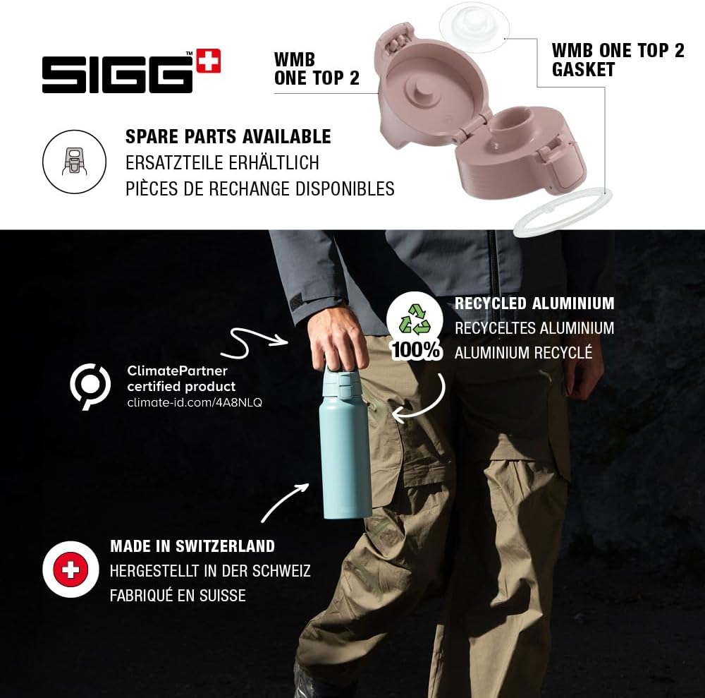 SIGG - Alu Trinkflasche - WMB ONE - Made in Switzerland - ClimatePartner - Kohlensäure geeignet - Au