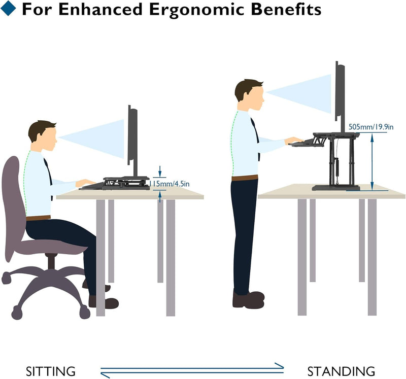 BONTEC Steh-Sitz Schreibtisch Steharbeitsplatz Stehpult Standtisch Ergonomische Höhenverstellbar für