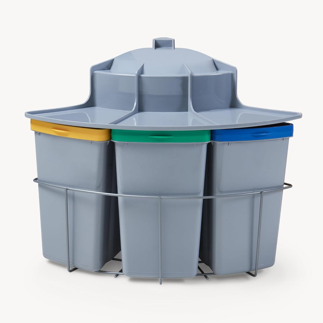 [en.casa] Einbau-Mülleimer Küche Kollby Mülltrennsystem 4fach für Unterschrank 50 cm breit 3 x 6L+1