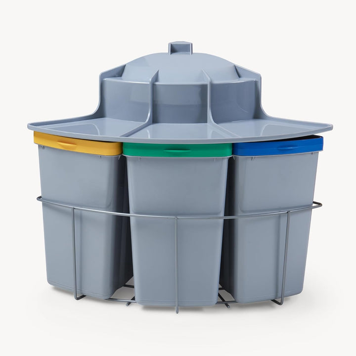 [en.casa] Einbau-Mülleimer Küche Kollby Mülltrennsystem 4fach für Unterschrank 50 cm breit 3 x 6L+1