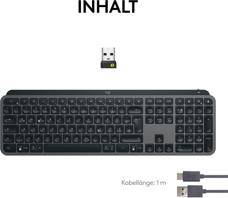 Logitech MX Keys S kabellose Tastatur, Low Profile, Precise Quiet Typing, Programmable , Backlightin