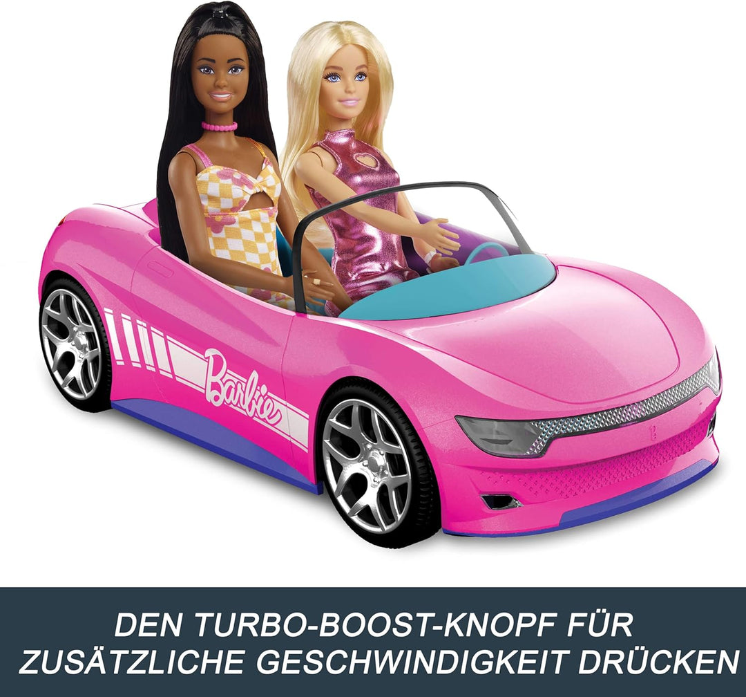 Hot Wheels Barbie Spielzeugauto, ferngesteuertes pinkfarbenes Cabrio, Platz für 2 Barbie-Puppen und