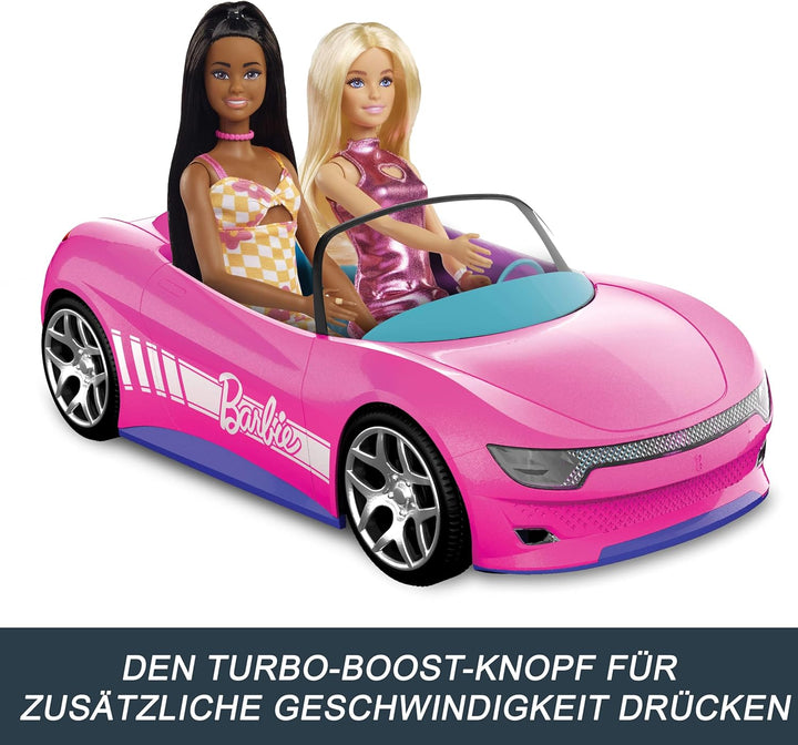 Hot Wheels Barbie Spielzeugauto, ferngesteuertes pinkfarbenes Cabrio, Platz für 2 Barbie-Puppen und