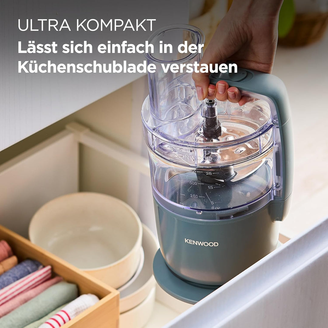 Kenwood MultiPro Go FDP22.130GY, Kompakt-Küchenmaschine nur 30cm hoch, zum Schneiden, Reiben, Pürier