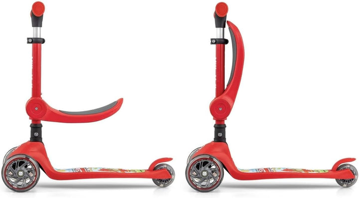 Milly Mally Scooter Fuzzy - Dreirädriger Balance-Roller mit Sitz, LED-Leuchträder, Höhenverstellbare