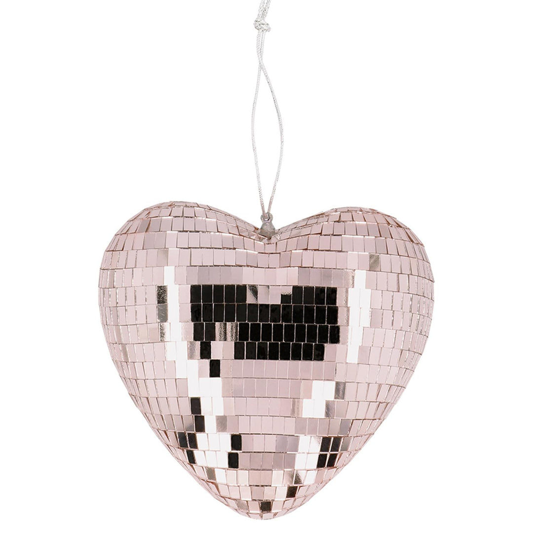 Boland - Glänzende Herz Discokugel, 19 cm, Deko für Disco Fever Mottoparty, Hängedeko für Hochzeit o