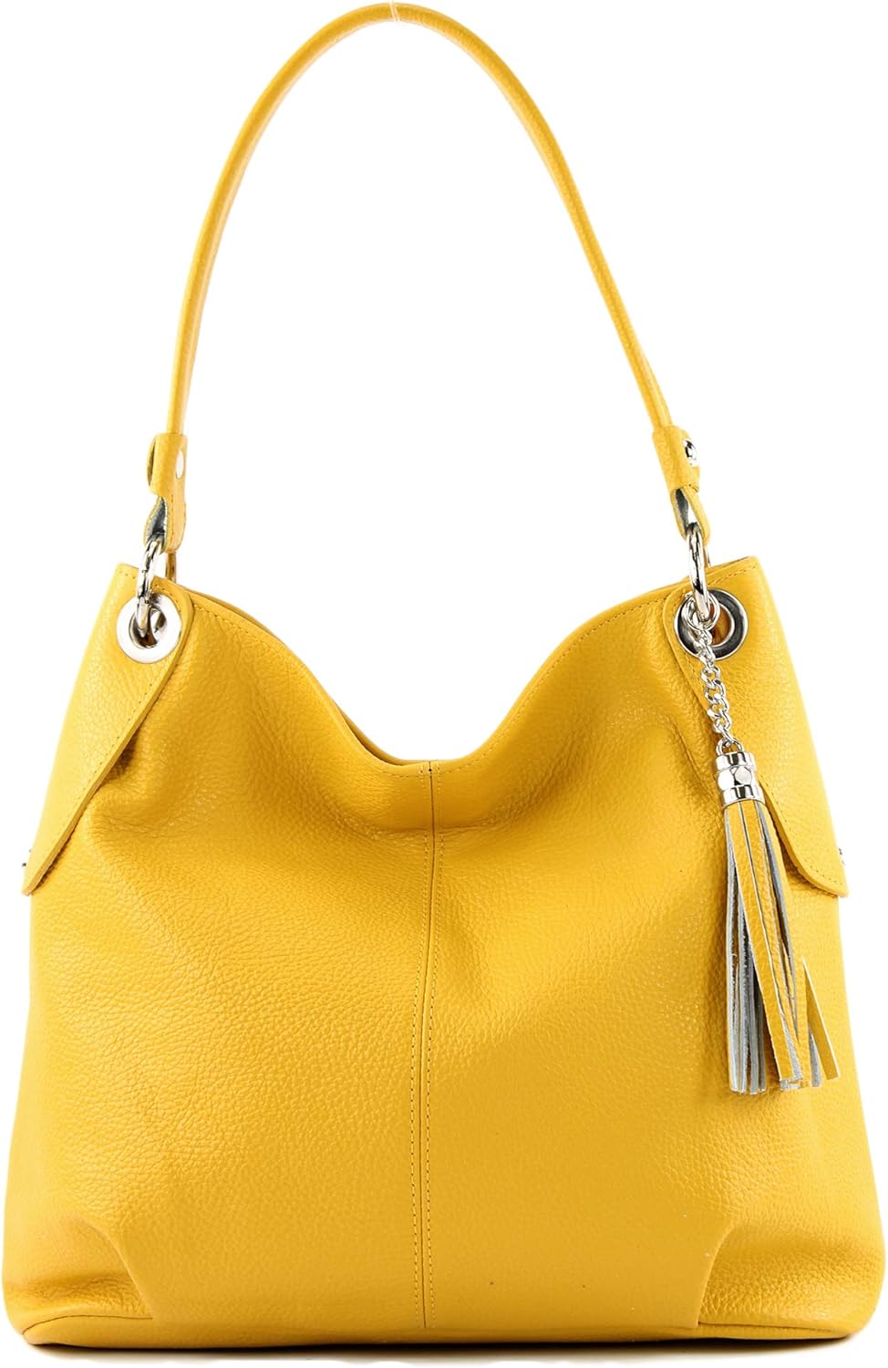 modamoda de T185 Damen Leder Schultertasche, handmade in Italy Sonnengelb, Sonnengelb