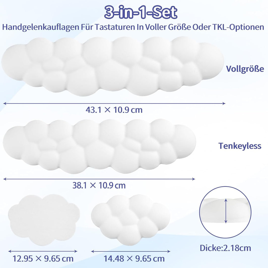 Sushret Wolke Handballenauflage Tastatur, Ergonomisches Wolke Handauflage Tastatur Mit PU Leder Memo