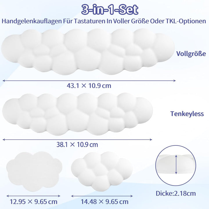 Sushret Wolke Handballenauflage Tastatur, Ergonomisches Wolke Handauflage Tastatur Mit PU Leder Memo
