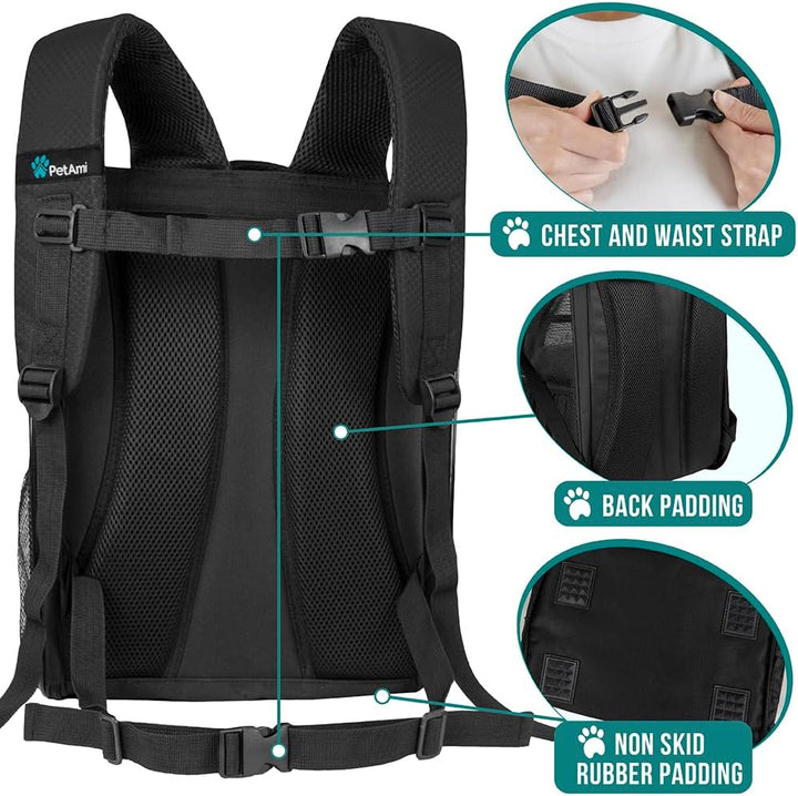 PetAmi Hunderucksack für kleine und grosse Katze, Haustier, Welpen, belüfteter Haustier-Wanderrucksa