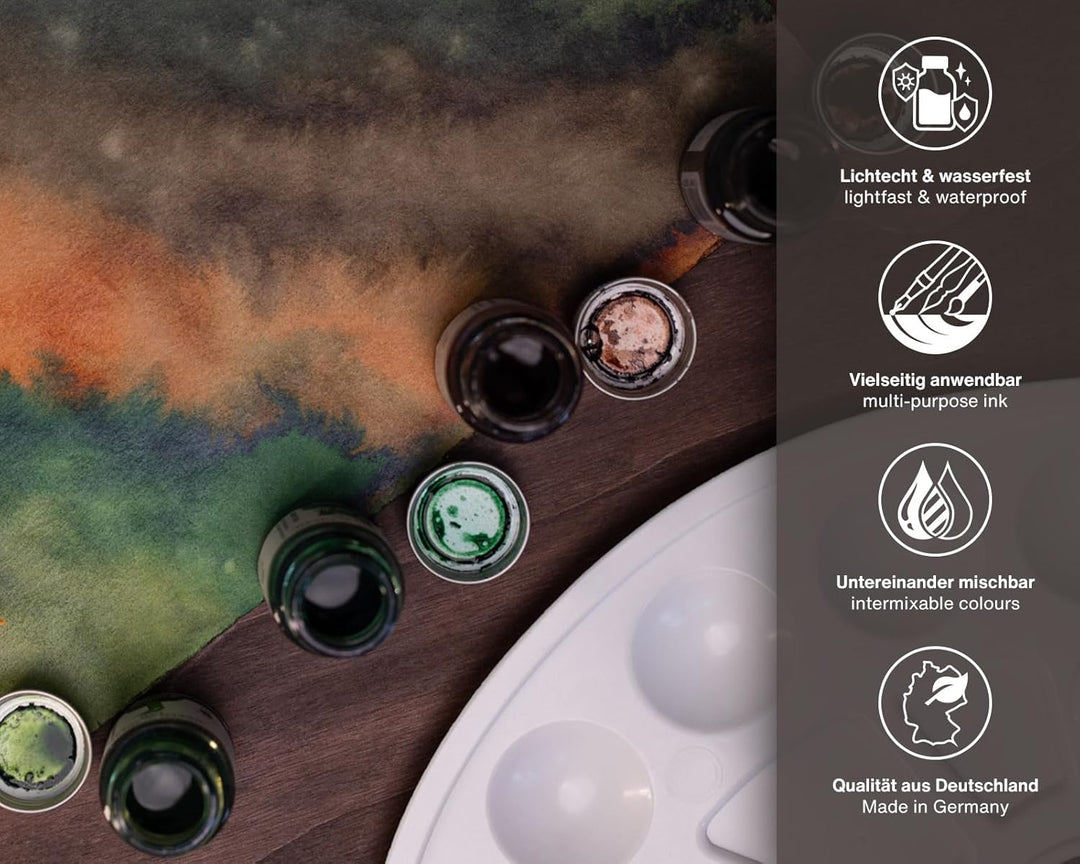 Octopus Write and Draw Ink Set FOREST, wasserfeste Tinte zum Schreiben und Zeichnen, Kalligraphietin