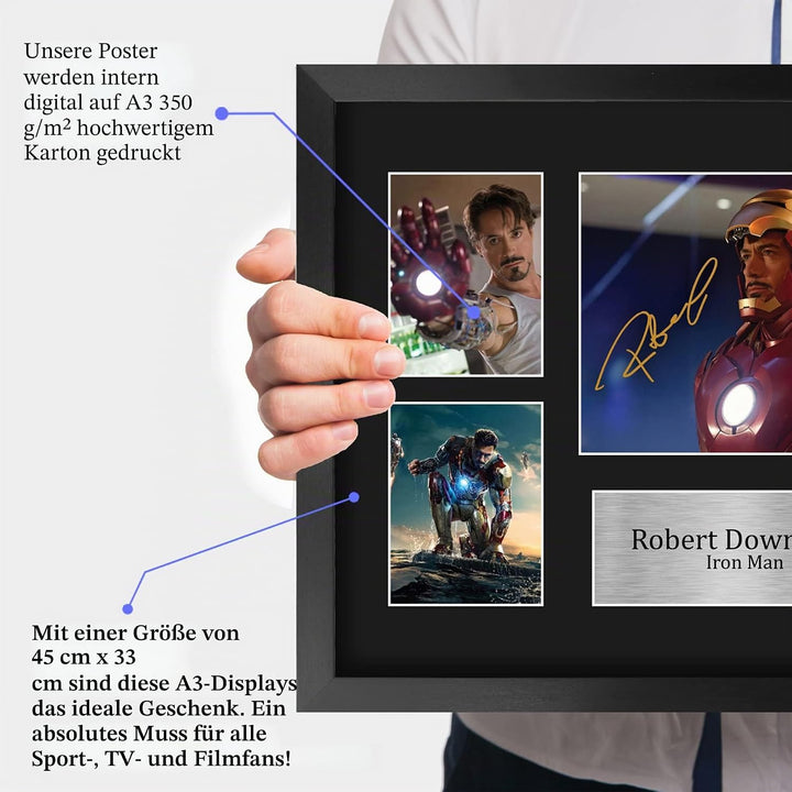 HWC Trading FR A3 Robert Downey Jr Ironman Presents Autogramm-Bild für Film-Erinnerungsstücke, gerah