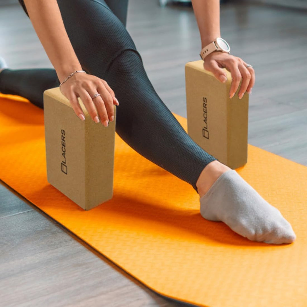 Lacers PetrolLine Yoga Block Kork – Rutschfester Yogablock aus Naturkork | Stabiler Yogaklotz als Hi