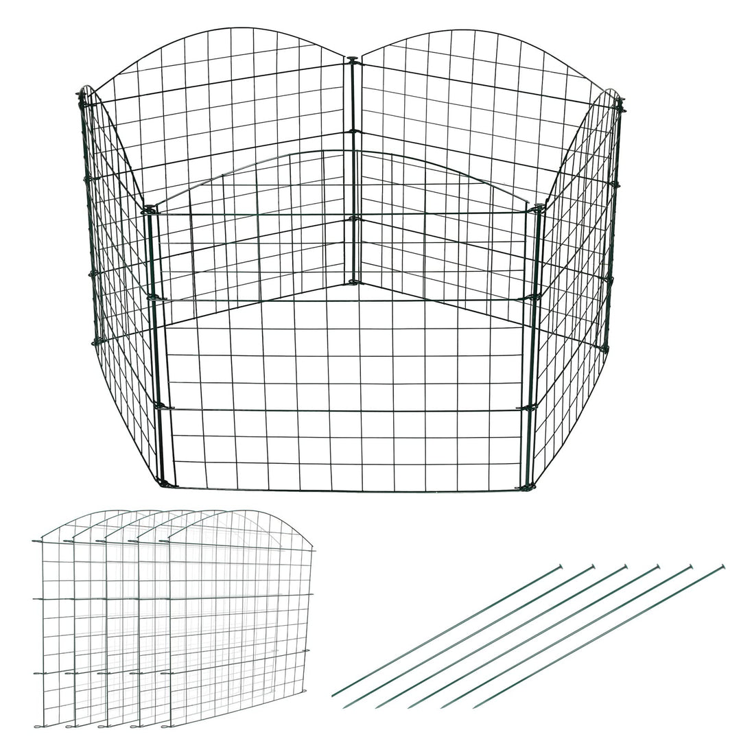 Herrselsam Teichzaun, 5tlg Set Gartenzaun Metall mit 11 Zaunelemente-5 Zaunelemente und 6 Befestigun