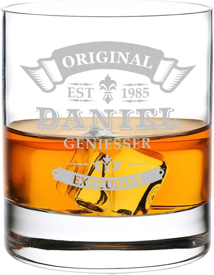 5-TLG Whisky Kühlsteine Set - Holzkiste und Whisky Tumbler mit Wunschgravur - 9x Kühlsteine, 1x Zang