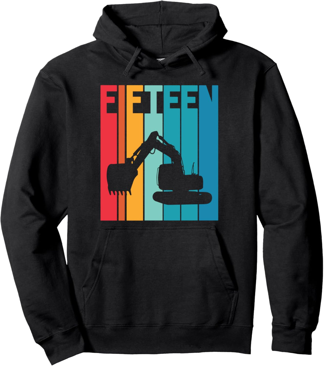 15. Geburtstag Retro Bagger Junge Baustelle Bauarbeiter Pullover Hoodie