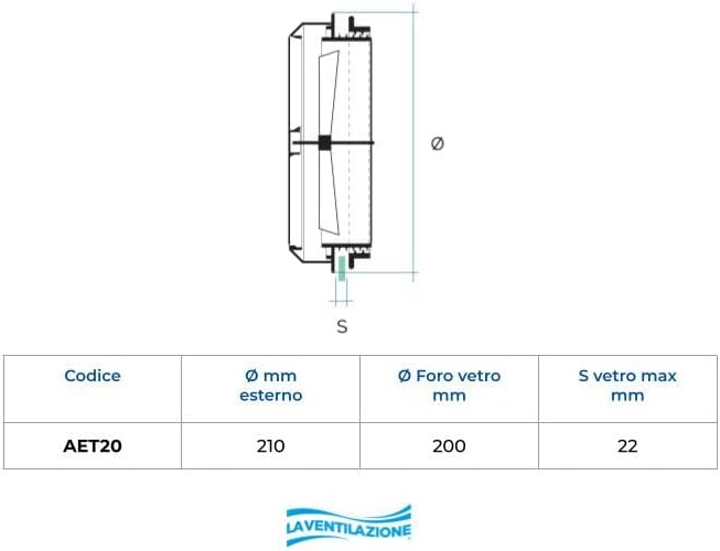 La Ventilazione AET20-Y Thermischer Fensterbelüfter, durchsichtig, ø 210 mm ø 210 mm Durchsichtig, ø