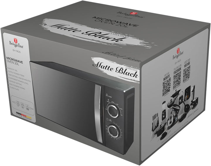 Berlinger Haus Mikrowellenherd 20 l | Black Rose Collection mit 700 W Leistung | 6 Stufen | Edelstah