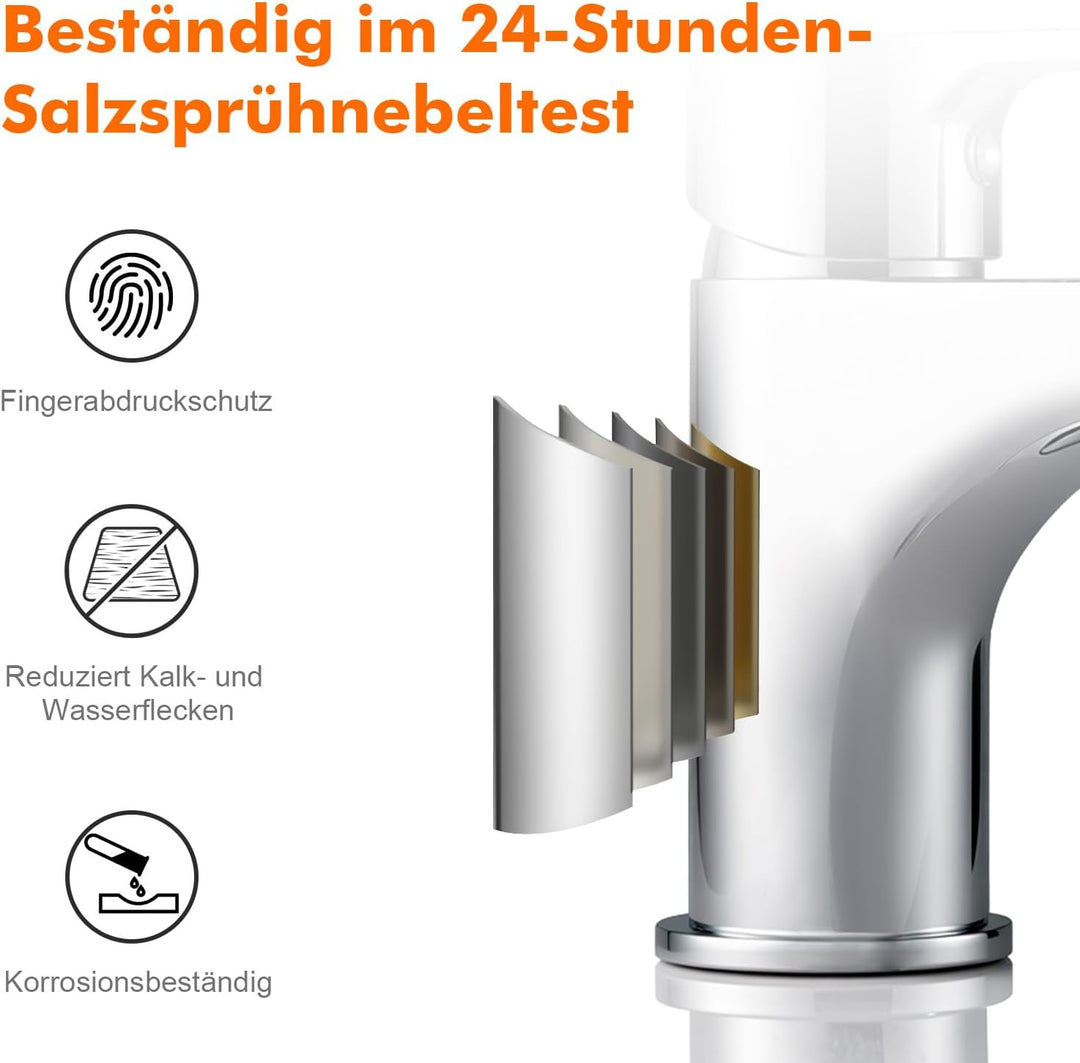 GRIFEMA Wasserhahn Bad Einhebelmischer, Waschtischarmatur Chrome Keramikkartusche, Perlator, Tropffr